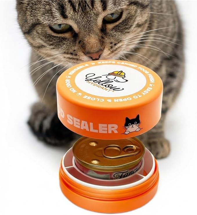 Canned Cat Food Storage Container Patent Pending Reusable Airtight Can Cover by YellowHydrant