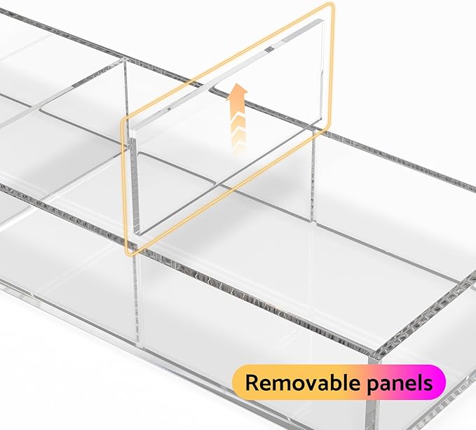 HIIMIEI 3 Section Clear Acrylic Drawer Organizer Tray, Office & Makeup Drawer - Image 5