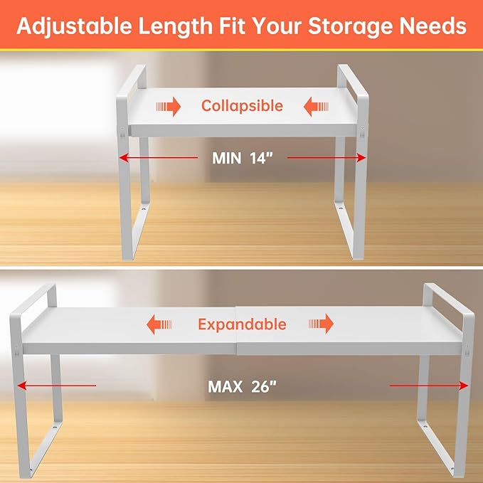 Expandable Cabinet Organizer 14"~25", Kitchen Shelf Organizer Spice Rack 11” - Image 2