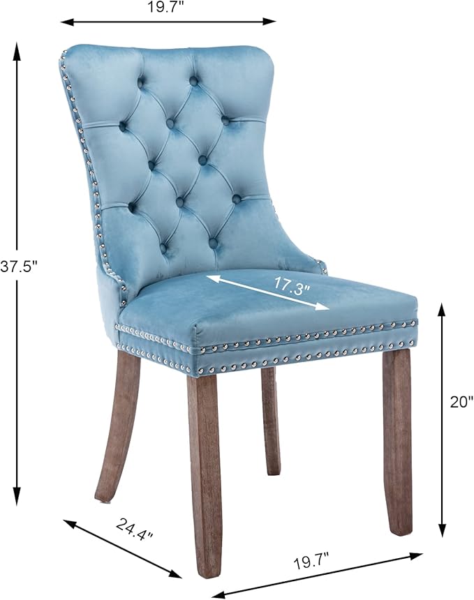 Upholstered Dining Chairs Set of 2, Velvet Dining Room Chairs with Back Ring ...
