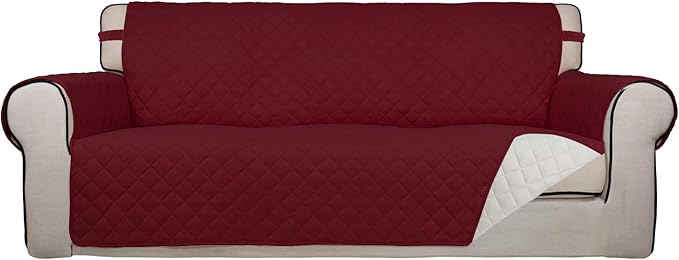 PureFit Reversible Quilted Sofa Cover, Water Resistant Slipcover Furniture by PureFit