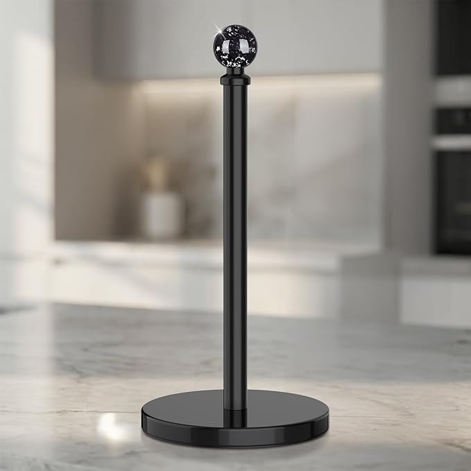 Black Paper Towel Holder Countertop, Unique Black Ball Decor, Brass Paper Towel by Unknown