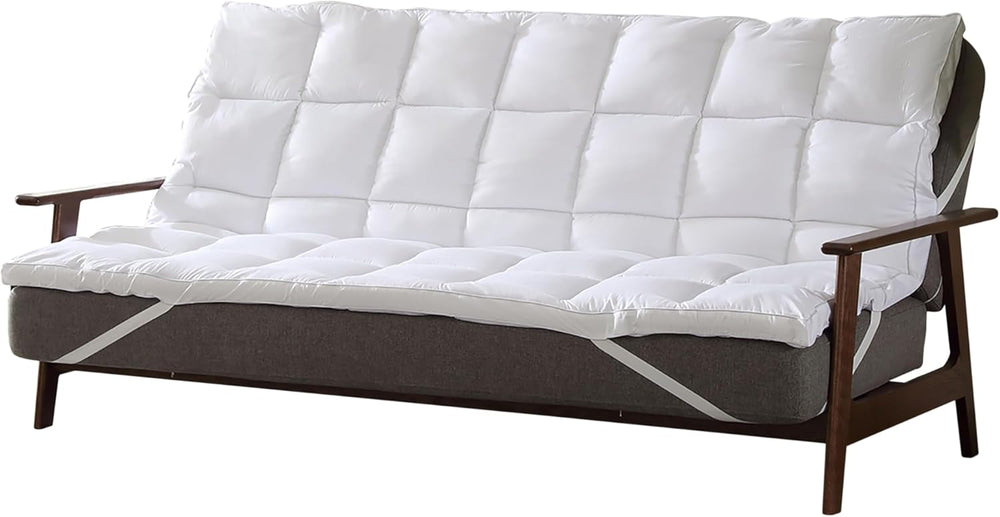 CirclesHome White Futon Mattress Toppers with Anti-Slip Anchors - Futon Cover...