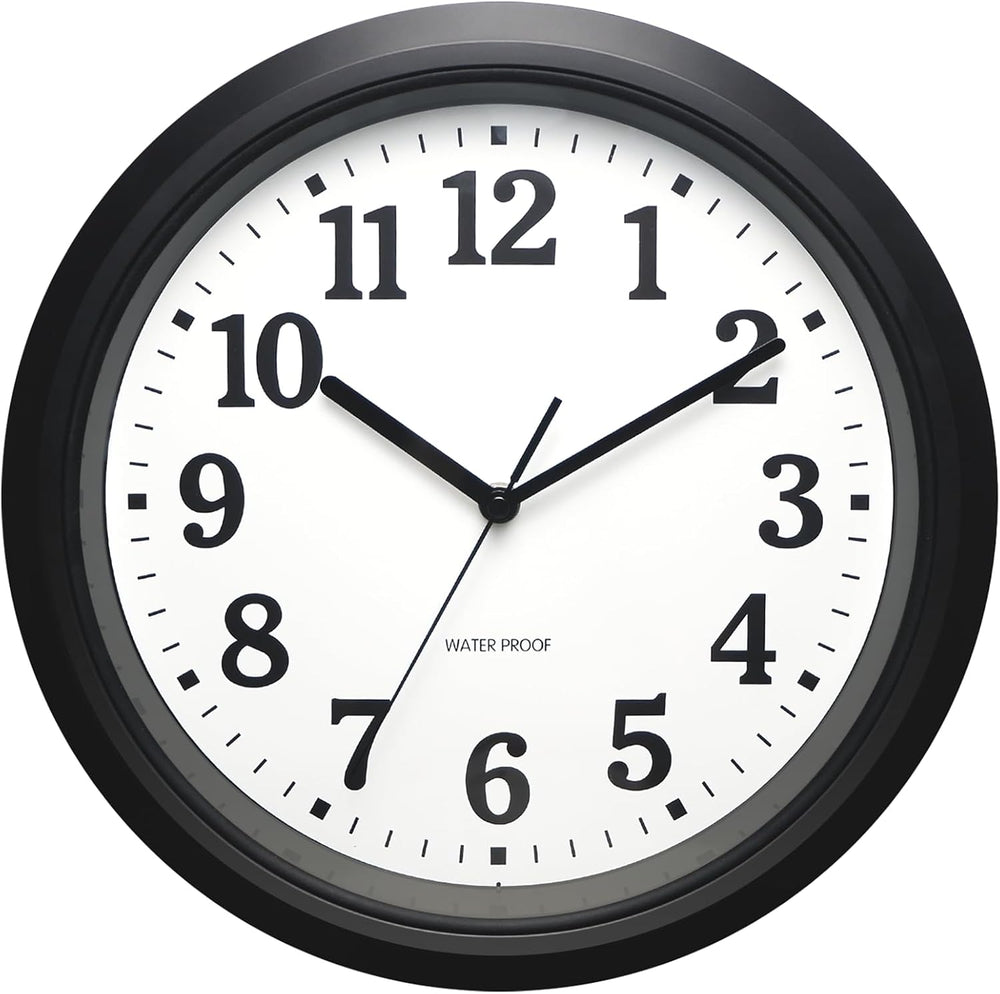 Caysie 12 Inch Sealed Indoor Outdoor Clocks Waterproof (Black)