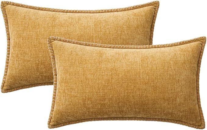 MIULEE Pack of 2 Couch Throw Pillow Covers 12x20 Inch Gold Farmhouse Decorative - Image 6
