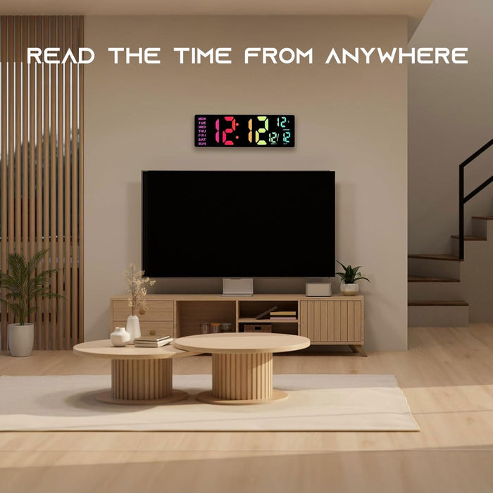 EASYERA 16.5" Large Digital Wall Clock with BT Sync,11 RGB Lights