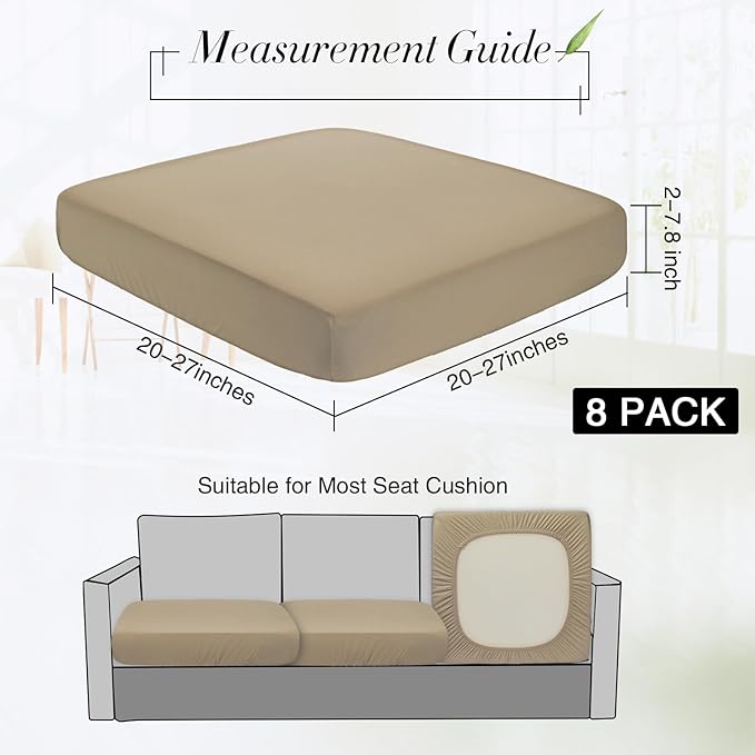 Newwiee 8Pcs Patio Cushion Covers Stretch Outdoor Cushion Cover Replacement - Image 2