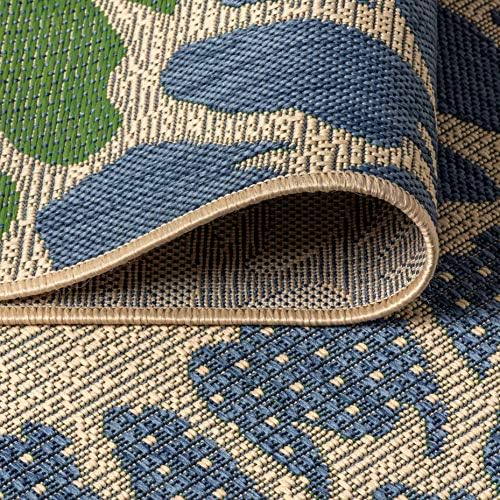 JONATHAN Y Floral Textured Weave Indoor Outdoor Area Rug 8X10 Navy/Green, Zin...