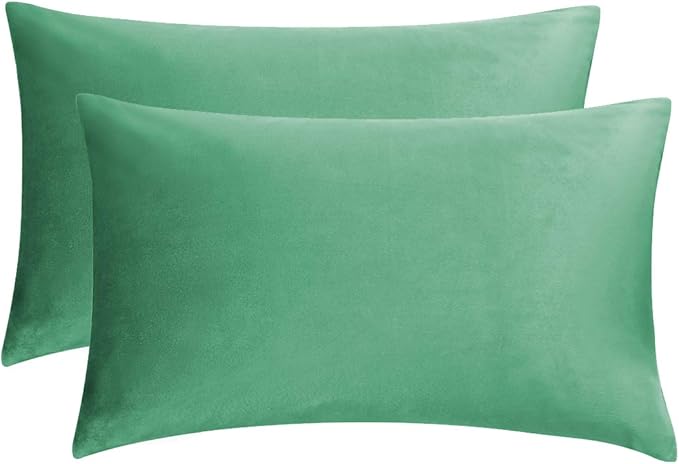 GIGIZAZA Mint Turquoise Velvet Decorative Throw Pillow Covers 12x20 - Image 2