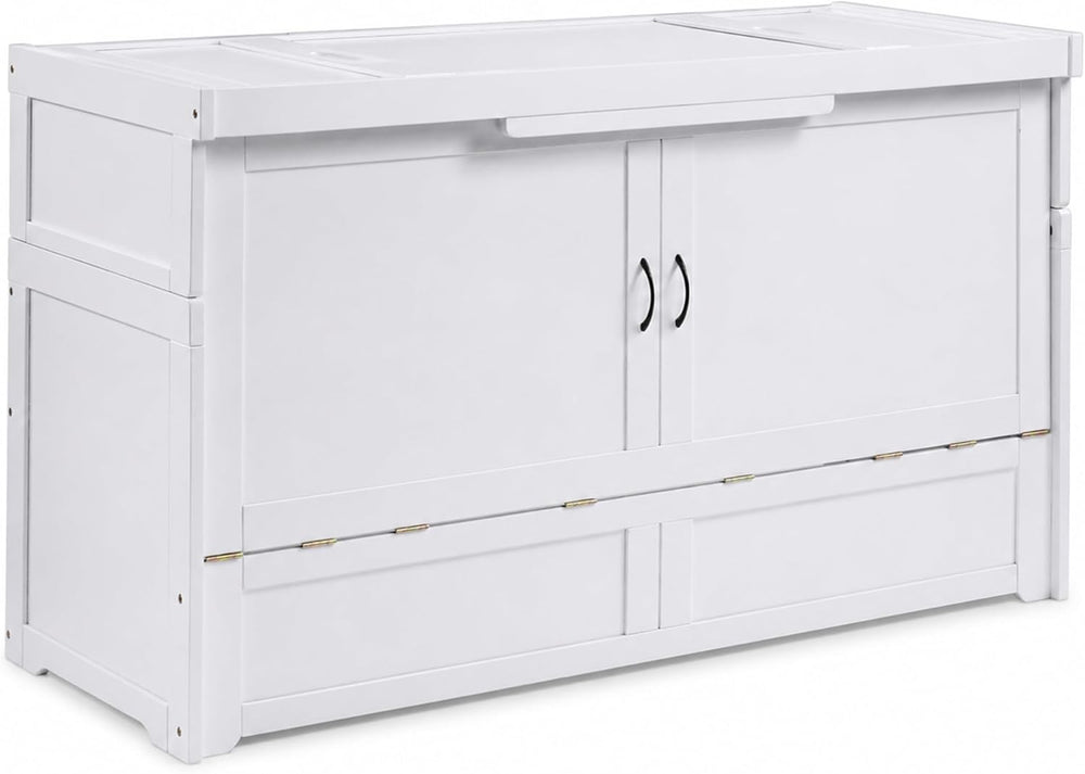 NIGHT & DAY Furniture Murphy Cube Cabinet Bed (White, Queen)