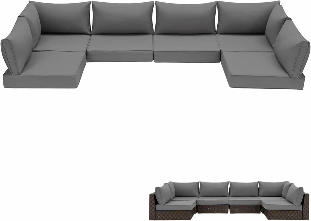 HOMREST Replacement Cushions for Outdoor Furniture, 25x25 Inch 14-Piece Patio...