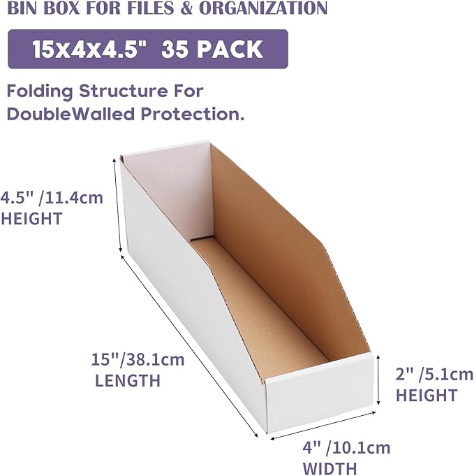 EXYGLO Cardboard Storage Bins 35 Pack, Corrugated Organizer Bins - Image 2