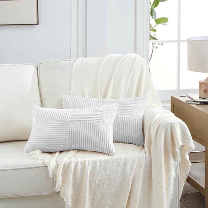 Fancy Homi 2 Packs White Lumbar Decorative Throw Pillow Covers 20x28 Inch - Image 6