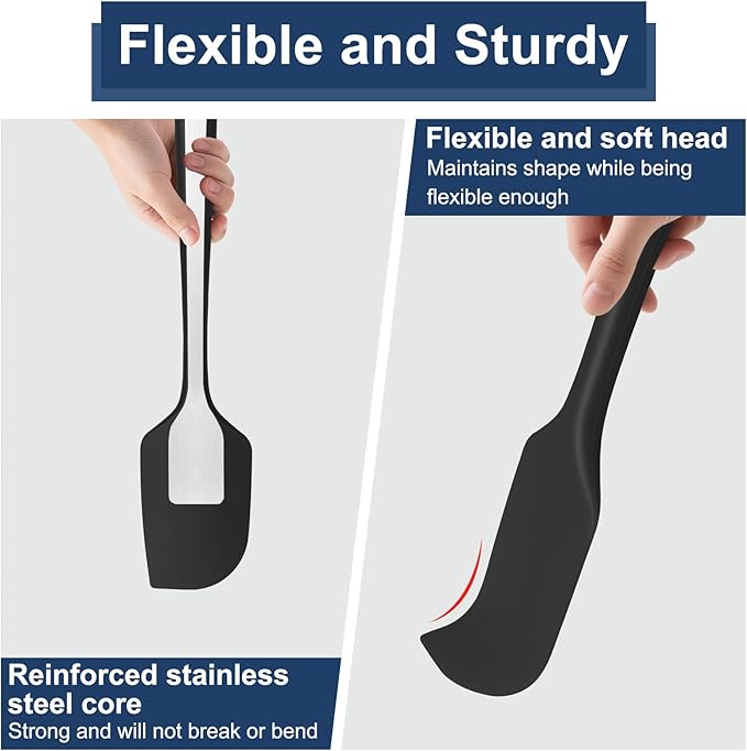 4 Pcs Silicone Spatula Set, 11.4 In, 600°F Heat Resistant Rubber Spatulas - Image 5