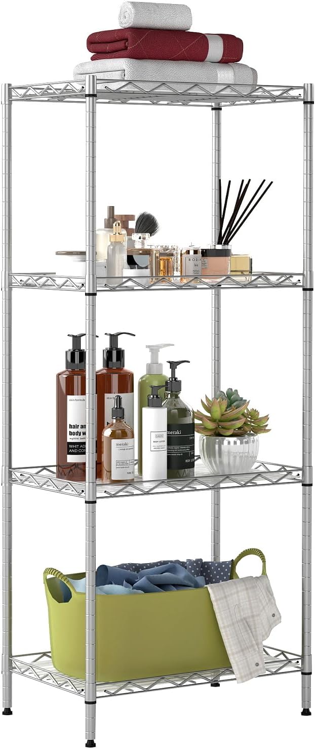 BestOffice | 4-Tier Wire Storage Shelves | 12"D x 18"W x 44"H ...