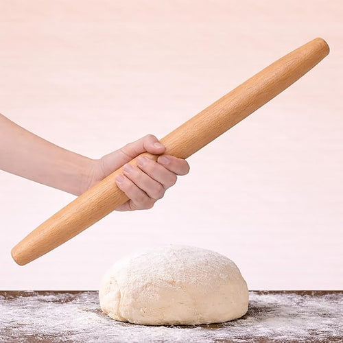 17 Inch French Rolling Pin, Wooden Dough Roller by Unknown