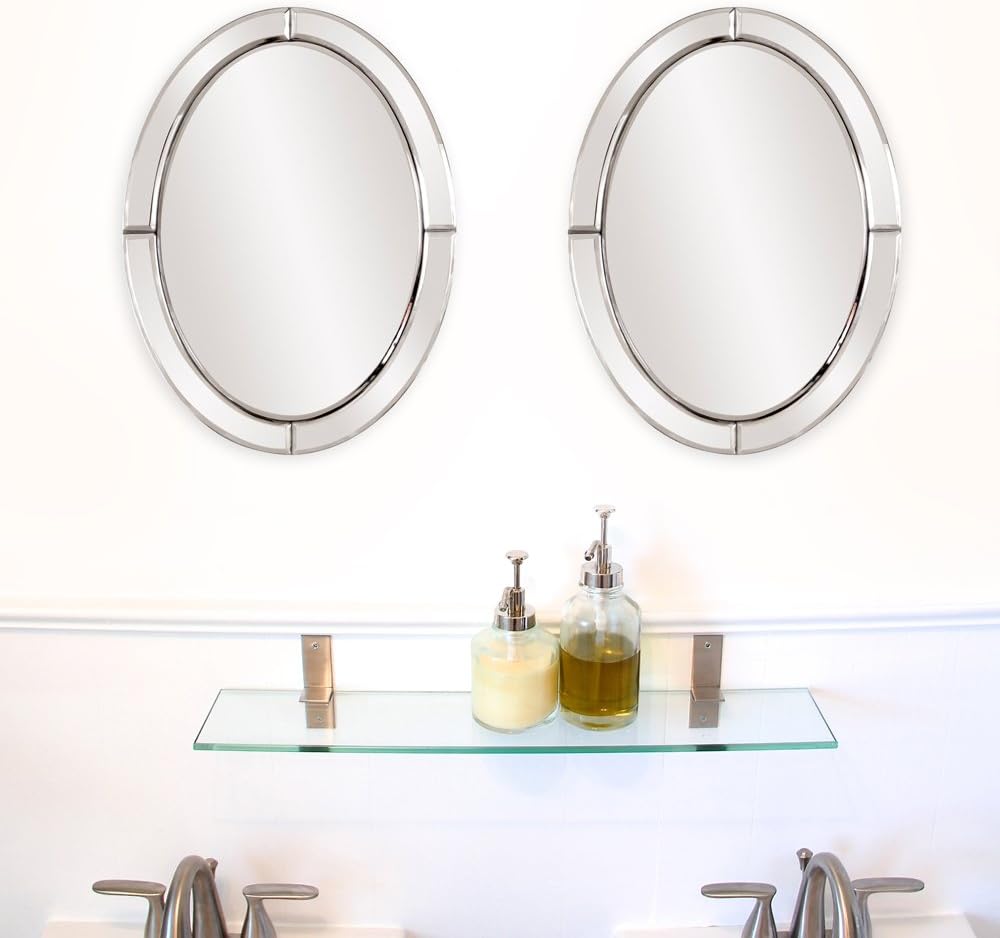 Howard Elliott Collection Oval Hanging Wall Accent Mirror, Unique Design Eleg...