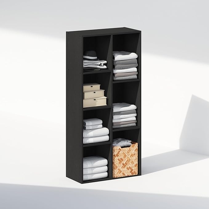 Furinno Reed Closet Organizers and Storage, 7-Cube Closet Organizer, Open Shelf