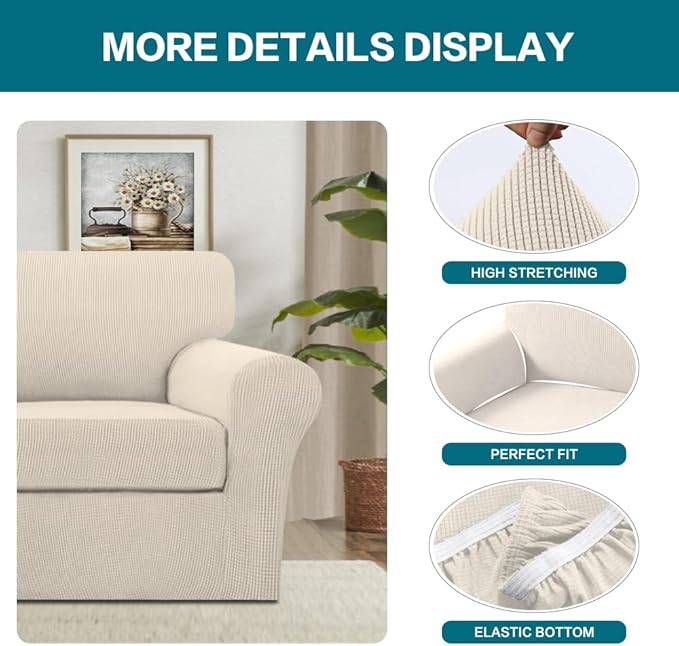Turquoize 2 Piece Chair Covers for Living Room Armchair Couch Cover - Image 4