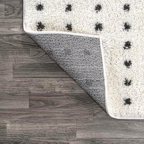 JONATHAN Y Pele Modern Geometric Dot Shag White/Gray Indoor Area Rug, 5x8, Bo...
