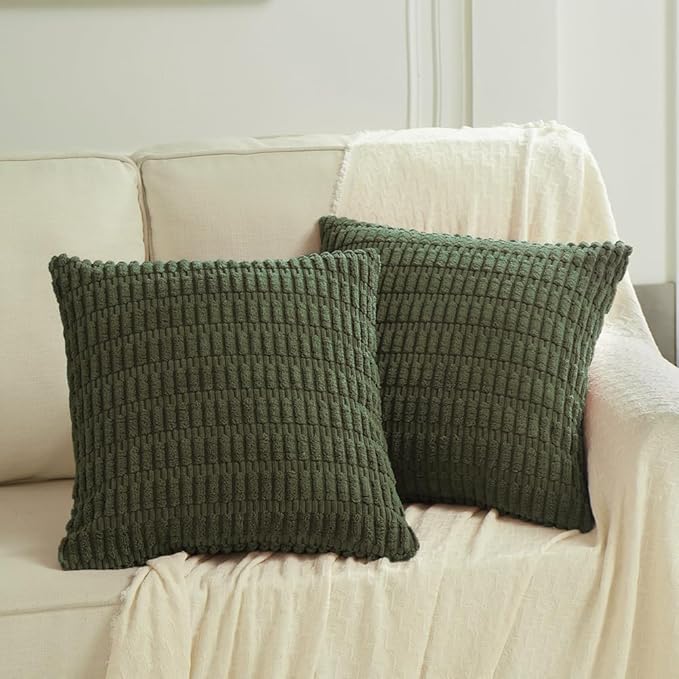 Fancy Homi 4 Packs Boho Olive Green Decorative Throw Pillow Covers 18x18 Inch - Image 6