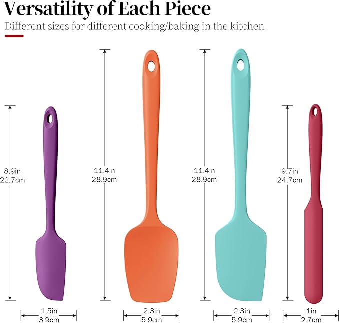 Heat Resistant Silicone Spatula Set of 4, Luxiwise 600ºF High Temp Baking - Image 2