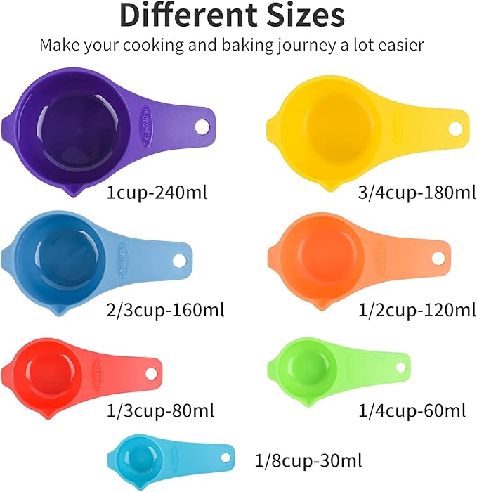 Measuring Cups and Spoons Set, Plastic Measuring Cup Set 15, Mixing Color Dry - Image 4