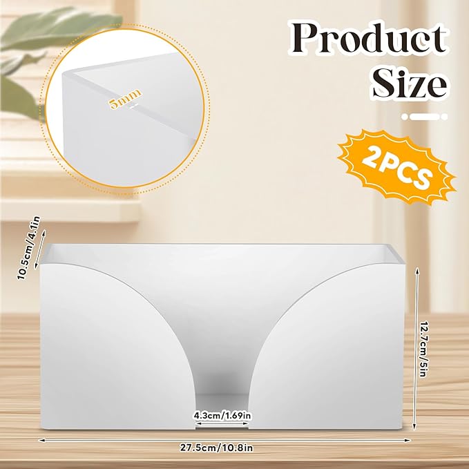 2PCS White Paper Towel Dispenser Countertop, AcrylicPaper Towel Holder - Image 3