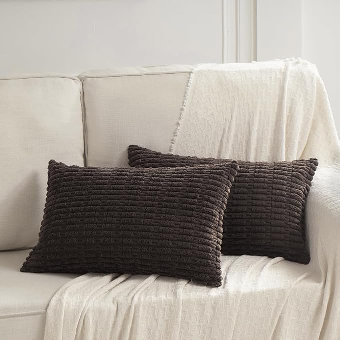 Fancy Homi 4 Packs Boho Dark Brown Decorative Throw Pillow Covers 12x24 Inch - Image 5