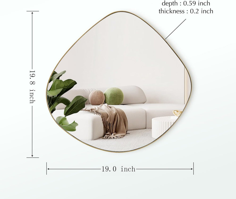 Asymmetrical Wall Mirror Matel Brass Framed Wall Mirror for Living Room Bedro...