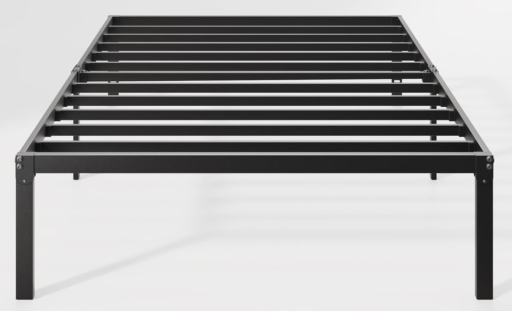 Allewie Twin Bed Frame, 14 inch Metal Beds with Storage Space, Black