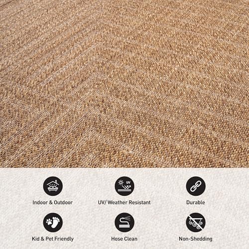 Rugshop Linear Jute-Style Indoor Outdoor Area Rug Sand/Natural 7'10"...
