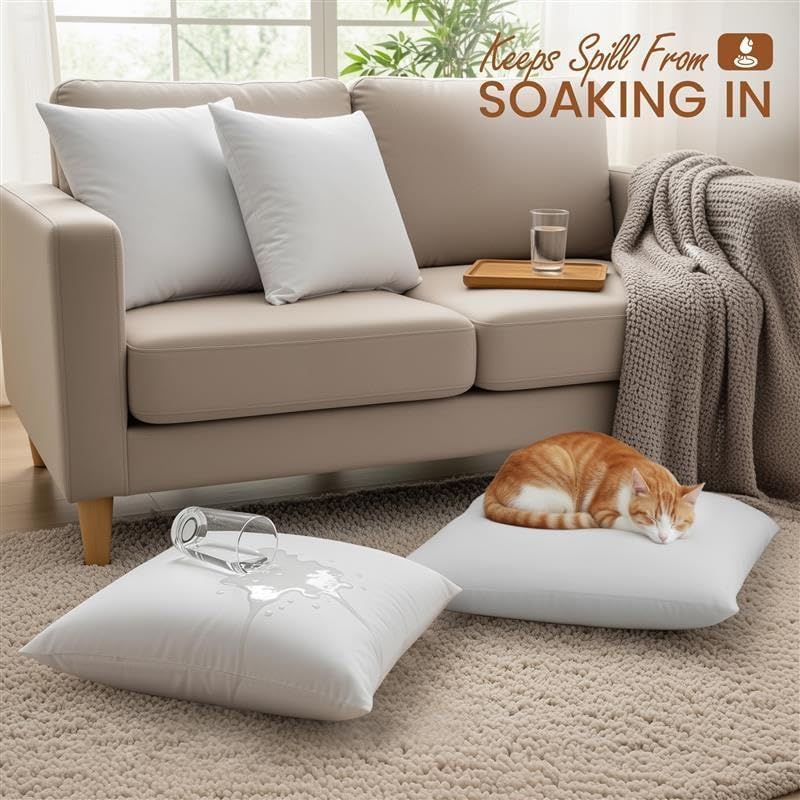 Utopia Bedding 26x26 Outdoor Pillows, Water Resistant Throw Pillows, 2-Pack | Outdoor Throw Pillows, Water Repellent, Decorative Pillow for Patio Furniture & Porches, Plush & Supportive, Pack of 4, White