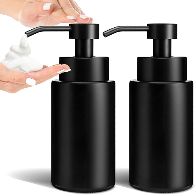 GMISUN Foaming Soap Dispenser, 10 Fl oz/300 ml Matte Black Glass Foaming Hand by GMISUN