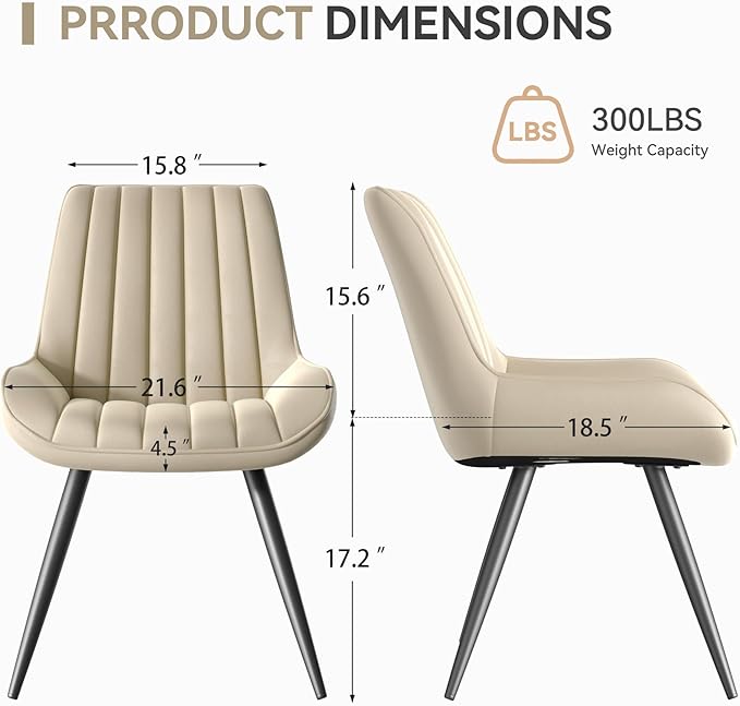 Modern Dining Chairs Set of 4,Upholstered Dining Room Chairs with Thick Cushi...