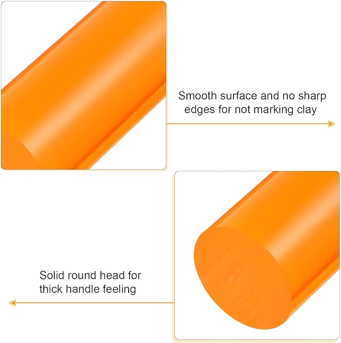 HARFINGTON Acrylic Clay Roller 8 Inch x 1 Inch Solid Non-Stick Plastic Round - Image 4