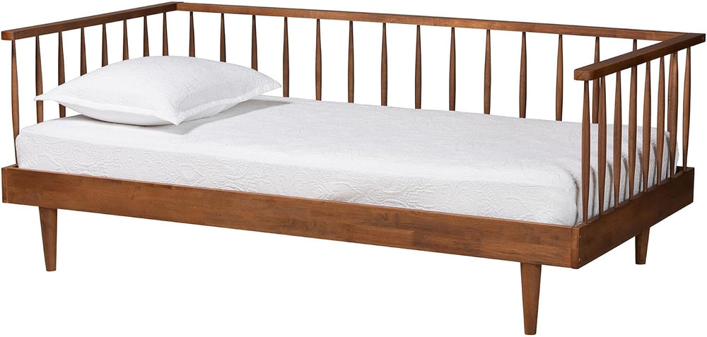 Baxton Studio Matilda Mid-Century Modern Ash Walnut Finished Wood Twin Size D...