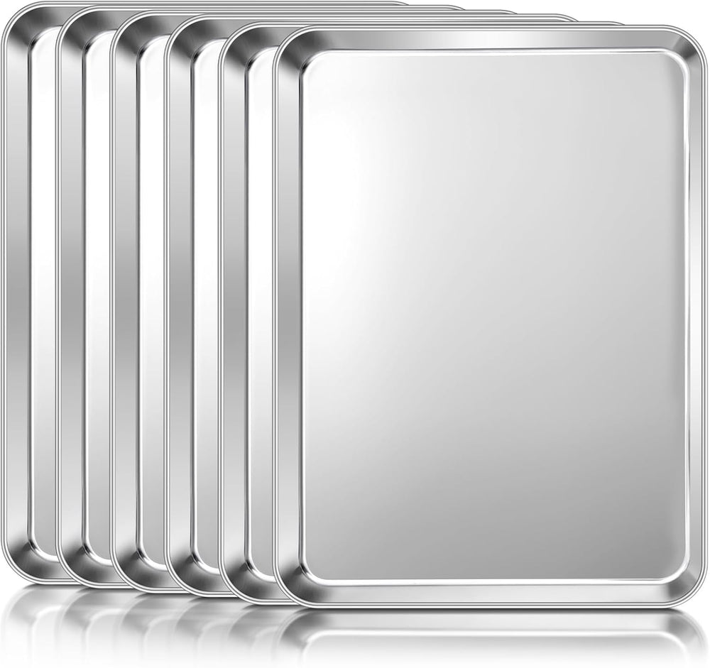 TeamFar Baking Sheet Pan, 6 Pack Stainless Steel Half Size Baking Pans Set