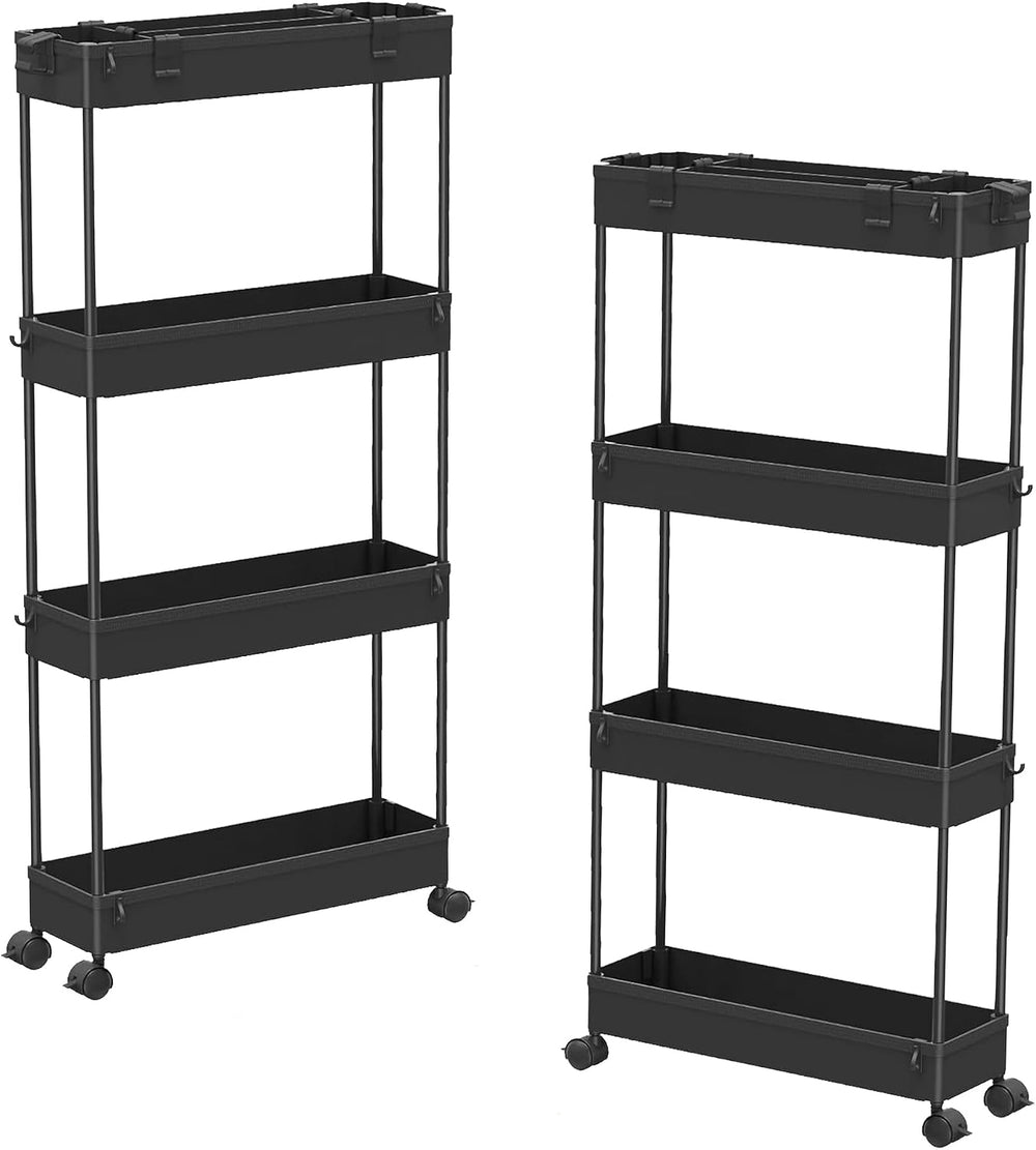 SPACELEAD 2-piece Set Slim Storage Cart 3 Tier, Bathroom Organizer Rolling