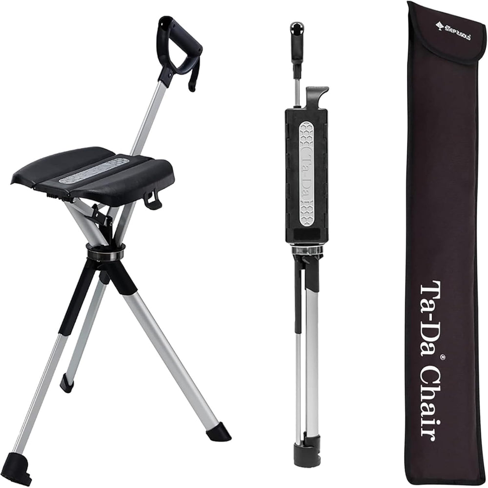 STEP2GOLD Ta-Da Chair Series 2- Portable Walking Stick, Cane with Seat, Folda...