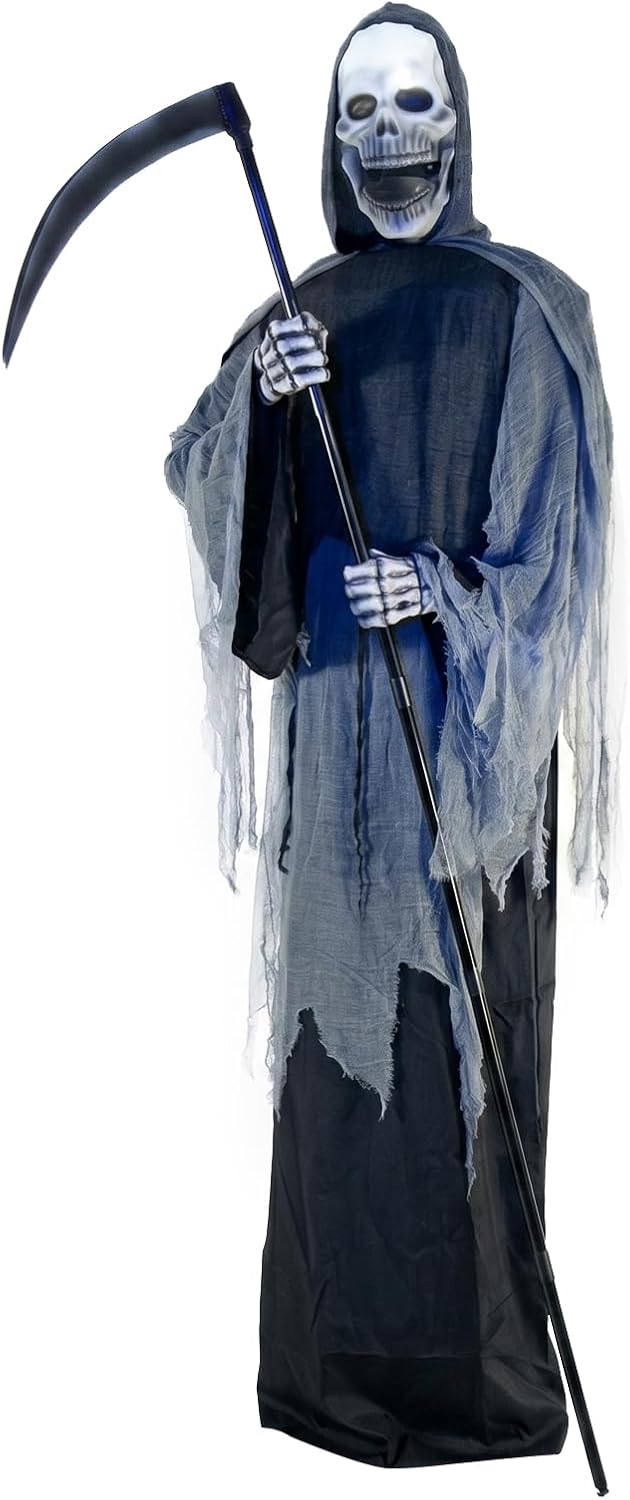 9FT Animated Grim Reaper Halloween Decoration - Sound Activated Halloween Ani...