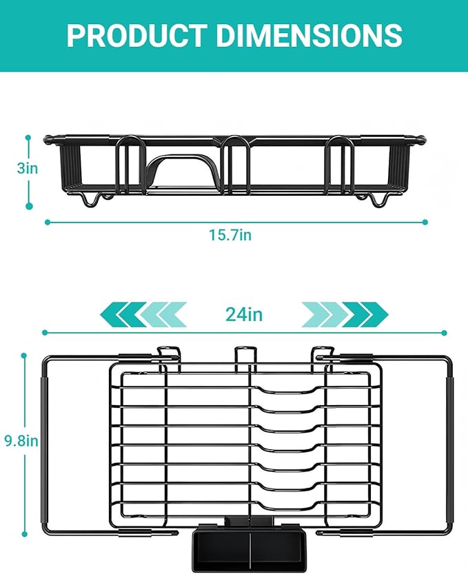 Sylfaen Expandable Over The Sink Dish Drying Rack, Stainless Steel Dish Rack in - Image 2