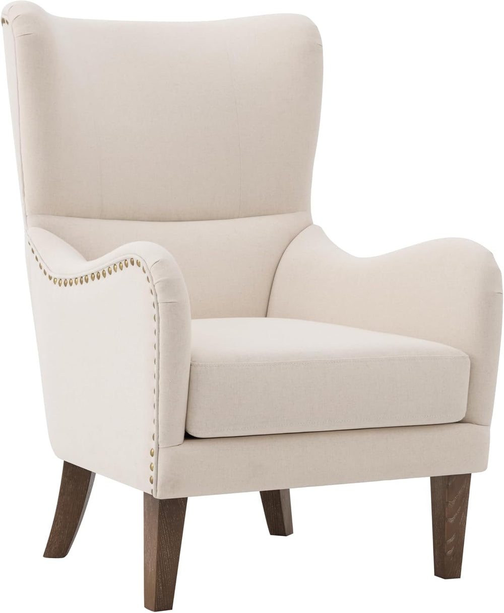 Merax 2Pcs High Wingback Accent Chair with Linen Upholstery, Mid-Century Mode...