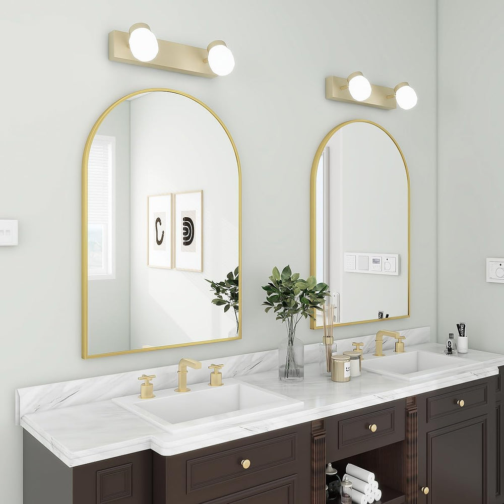 BEAUTYPEAK 20"x30" Arch Bathroom Wall Mirror, Gold