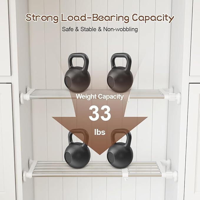 Hershii Tension Shelf Expandable Rod Closet System Heavy Duty Clothes Hanger - Image 2