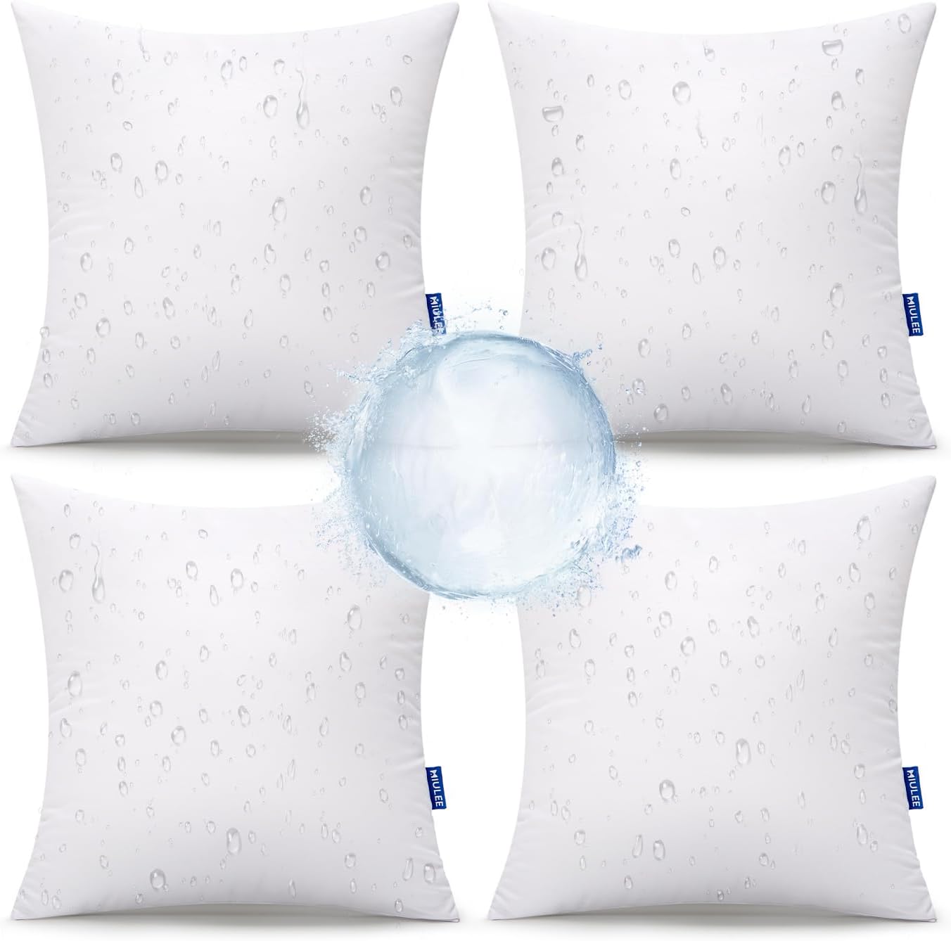 MIULEE 18x18 Outdoor Pillows,Set 4 Waterproof Soft Support Throw Pillows | Soft Support, Decorative Throw Inserts, Water Resistant for Patio Furniture and Garden