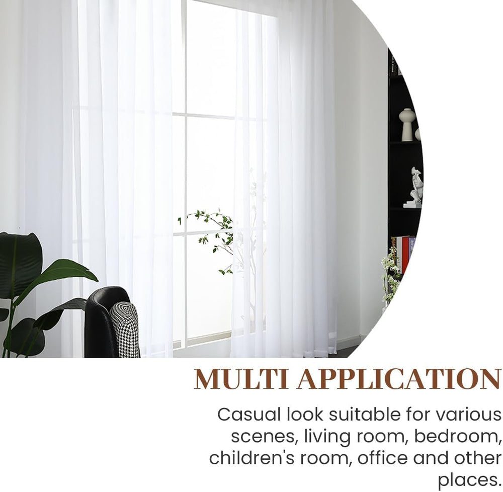 Rod Pocket Solid Sheer Curtains, White, 100" W x 84" L