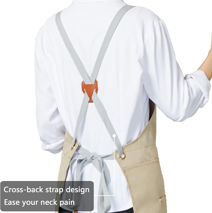 KITCHIEF Pottery Apron Split Leg, Cross Back Chef Apron - Image 3