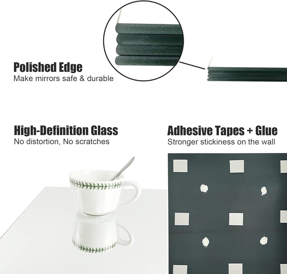 TRAHOME Home Gym Mirror Tiles for Wall, 14"x12"x12PCS Full Length M...