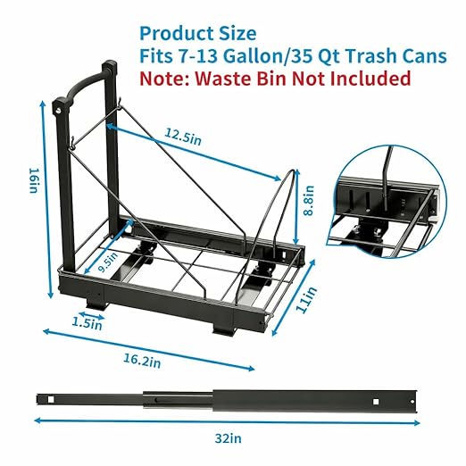 Adjustable Under Cabinet Trash Can Organizer